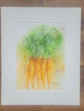 Original Watercolor Titled 'Bunnies Bounty' 11 x 15"